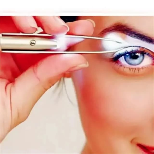 Pinzas portátiles de acero inoxidable para quitar el pelo de cejas, diseño inteligente, herramienta de maquillaje con luz LED, 1 ud.