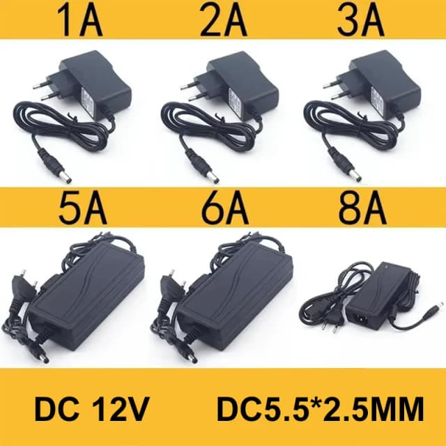 AC 110-240V DC 12V 1A 2A 3A 5A 6A 8A Adaptador de corriente universal Adaptador de cargador Eu Us para tiras de luz LED CCTV