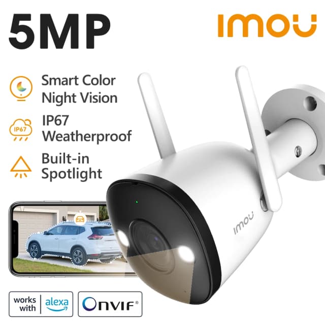 IMOU Bullet 2E 5MP 3K foco incorporado cámara WiFi a todo Color al aire libre IP67 impermeable seguridad del hogar cámara IP de detección humana