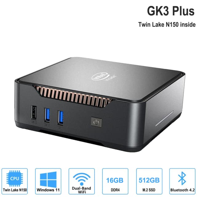 GK3 Plus Mini PC Intel Twin Lake N150 8GB/16GB DDR4 256GB/512GB SSD WIFI5 1000M LAN BT4.2 VGA Windows 11 computadora para juegos