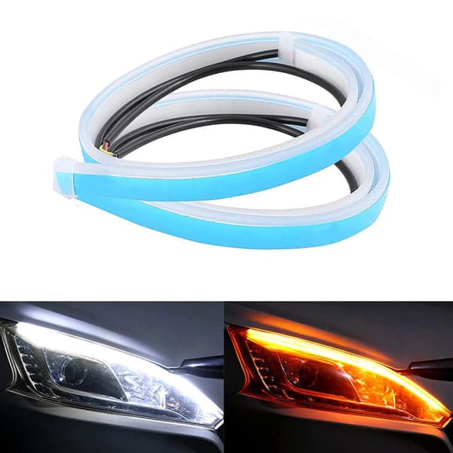 2 uds coche LED DRL luz de circulación diurna de noche impermeable Flexible Universal coche que fluye luz de señal de giro freno LED lámpara de tira