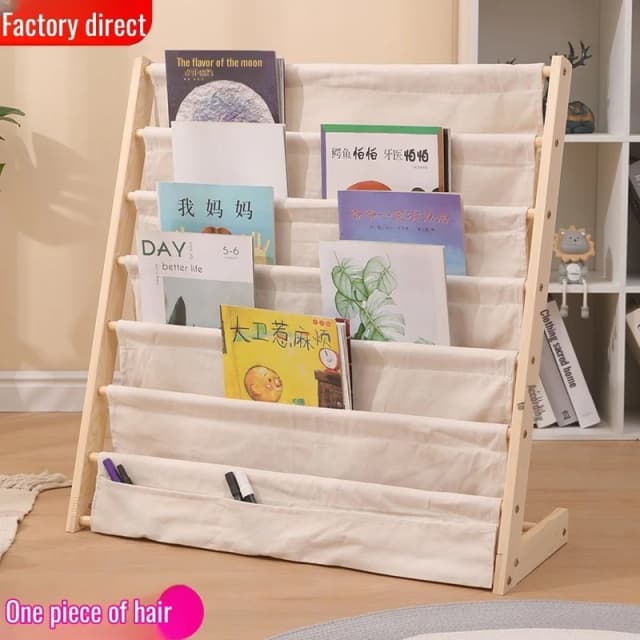 Estantería de madera maciza para el hogar, estantería de almacenamiento multicapa extraíble, estante de almacenamiento para libros con imágenes para niños
