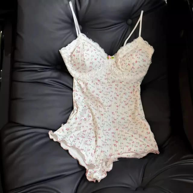 Body Sexy para Mujer con Estampado Floral, Encaje, Sin Mangas, Ajustado, Leotardo, Mono de Verano, Ropa Interior Sexy, Lencería