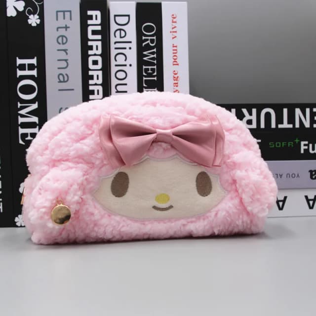 Kuromi Melody Cinnamoroll-estuche para lápices, estuche de bolígrafo de gran capacidad, bolsa de cosméticos de felpa bonita, suministros de papelería para estudiantes y niñas