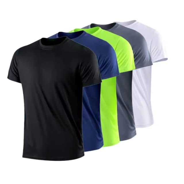 Camiseta Deportiva de Manga Corta de Secado Rápido para Hombre, Cuello Redondo, Absorbe la Humedad, para Entrenamiento, Ejercicio, Gimnasio, Deporte, Ligera
