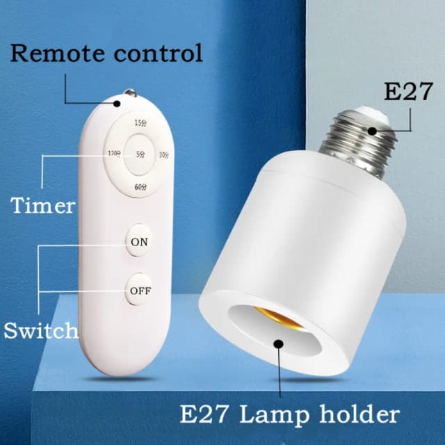E27 60W Control remoto inalámbrico temporizador inteligente interruptor portalámparas 110V 220V casa interruptor de luz múltiple habitación de bebé interruptor de temporizador