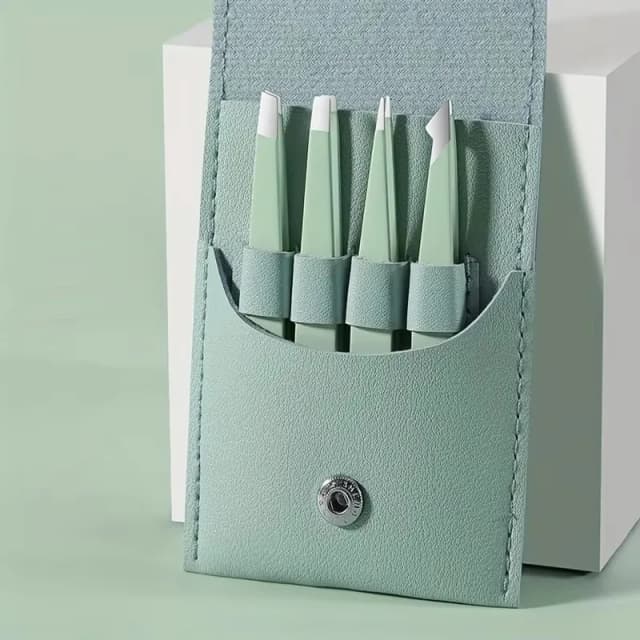 Pinzas para depilación, pinzas para cejas de acero inoxidable, punta negra inclinada rosa, herramienta de belleza de maquillaje inofensivo para cara, color negro