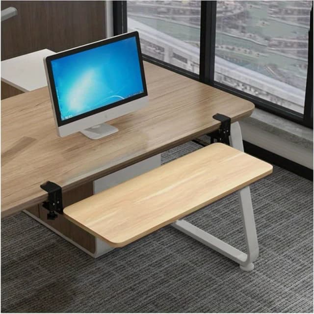 wholesale Bandeja para teclado con abrazadera de 1 pieza, deslizamiento ergonómico debajo del escritorio, plataforma para teclado y mouse, teclado retráctil con cajón bajo montaje