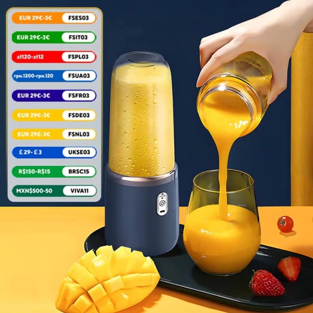 Mini exprimidor Personal Usb de mano, licuadora exprimidora portátil para botellas de agua de viaje con tazas individuales o dobles