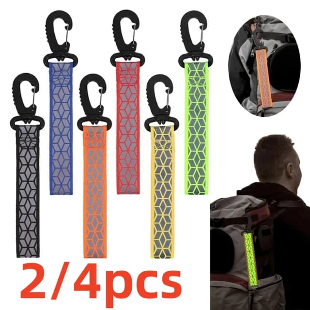 Llavero con colgante de correas reflectantes para acampar al aire libre, correr de noche, mochila de ciclismo, llaveros brillantes ligeros de seguridad, 2/4 Uds.