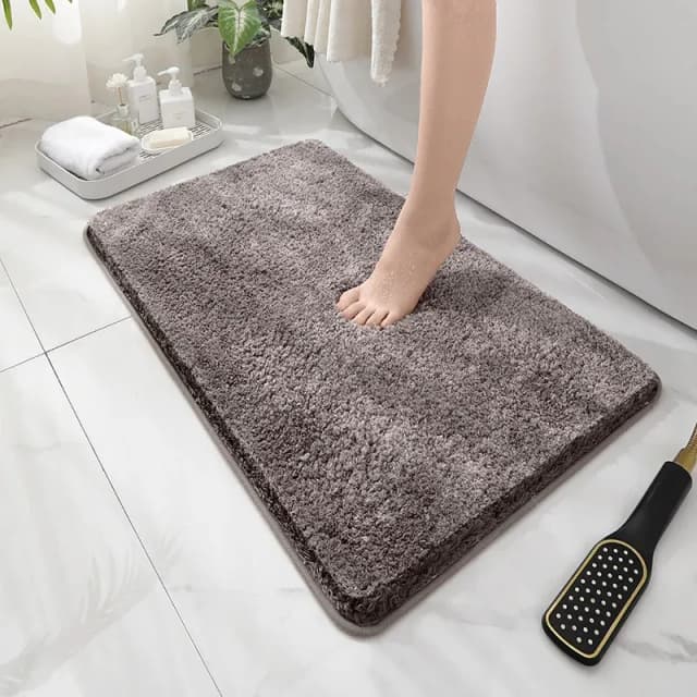 Alfombra de suelo de felpa gruesa, suave y cómoda, alfombra de baño, alfombra de dormitorio, alfombra de sala de estar, antideslizante con absorción de agua, 2 uds.