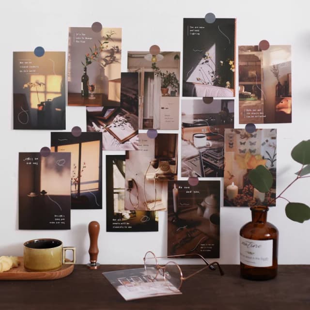 Postales de la serie Life Simple y elegante Ins, accesorios para fotos de luz y sombra para ventana, tarjetas decorativas Diy, pegatinas de pared, 30 hojas