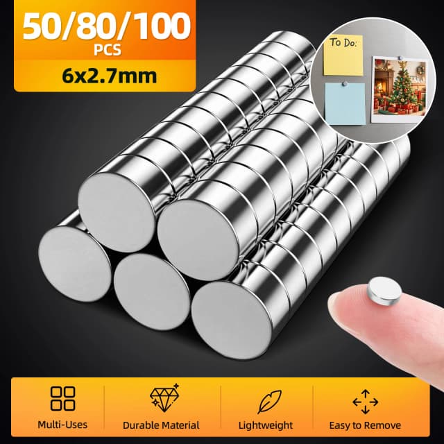 Pequeños imanes para nevera de 6x3mm, 50/80/100 Uds. Pequeños imanes redondos multiusos para nevera, imanes de oficina para oficina, nevera, cocina