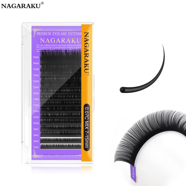 NAGARAKU-extensiones de pestañas individuales Premium, extensión de pestañas clásicas, negro mate, Natural, suave