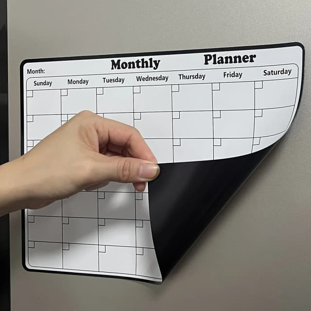 Elegante calendario magnético de borrado en seco, planificador mensual versátil para refrigerador, fácil organización y decoración de cocina