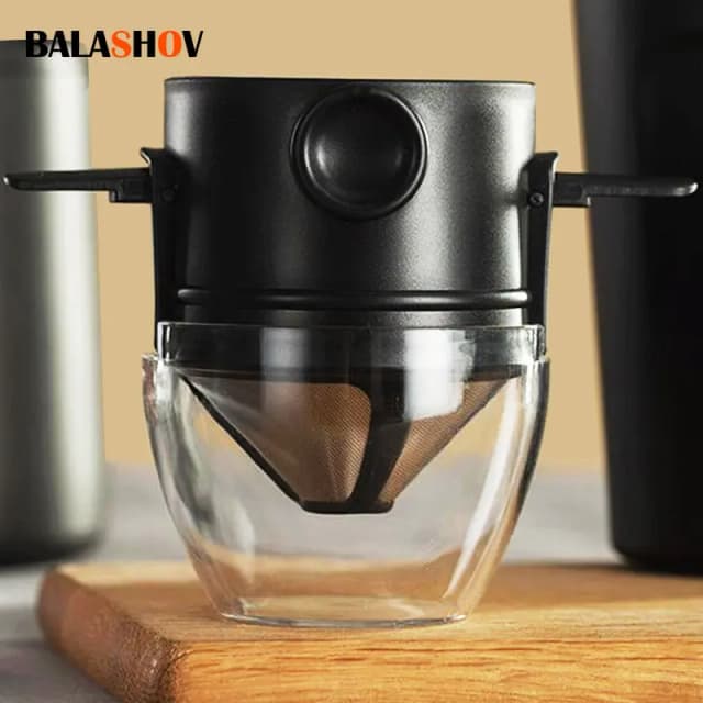 Filtro de café, embudo reutilizable portátil, infusor de té, goteo de acero inoxidable, gotero de té y café para el hogar, oficina, viajes al aire libre
