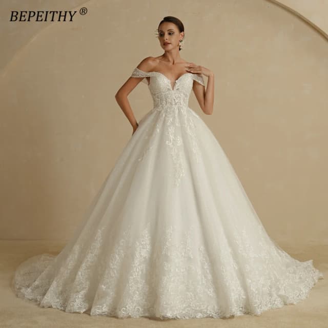 BEPEITHY-vestido de novia personalizado de princesa con forma de corazón para mujer, vestido de novia Vintage sin mangas con purpurina de marfil, 2025