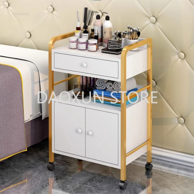 Carro de herramientas móvil multifuncional para salón de belleza, estante de almacenamiento de Accesorios de belleza, carro Auxiliar de Almacenamiento de uñas