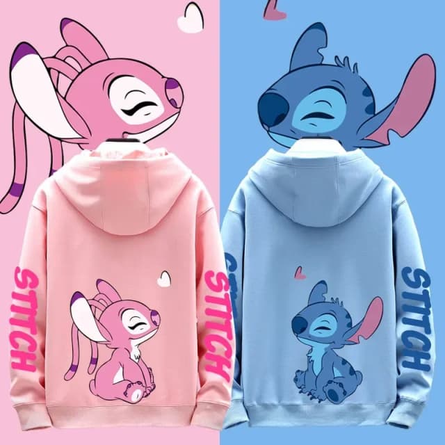 Disney Stitch Diferentes trajes de pareja para hombres y mujeres Sudaderas casuales Chaquetas y ropa con capucha