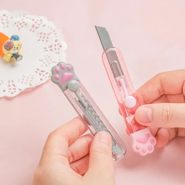 Lindo cuchillo retráctil cuchillo de utilidad portátil abridores de letras Mini cortador de caja cuchillo de papelería de la ley del gato