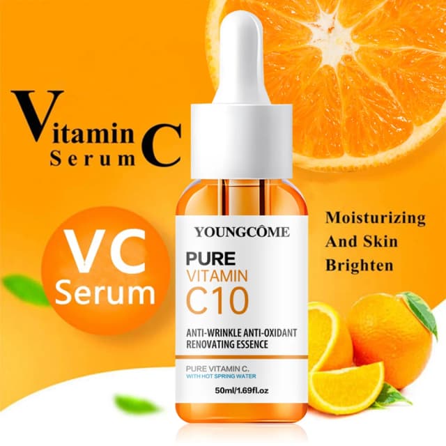 Esencia Facial de vitamina C, ácido hialurónico, suero iluminador de piel oscura, se desvanece, líneas finas, reparación hidratante, suero opaco, cuidado de la piel Facial