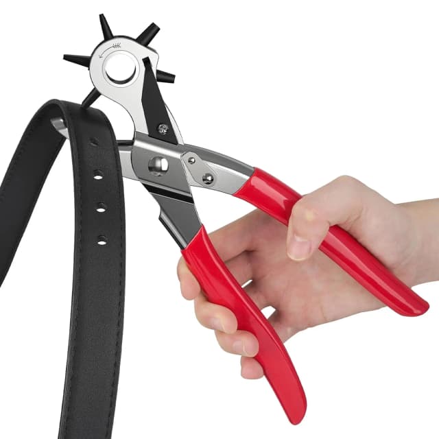 Perforadora de cuero, perforadora de mano con cinturón giratorio de 6 tamaños, bricolaje doméstico de varios tamaños fácil, adecuada para manualidades de cuero con cinturón