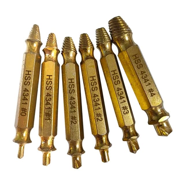 Extractor HSS de 6 piezas, tornillo de doble cabeza, destornillador de extracción de dientes deslizantes, juego de herramientas de alambre roto