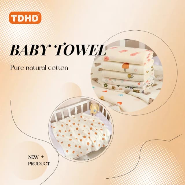 TDHD Manta envolvente plegable suave para recién nacidos: algodón beige claro, perfecta para el baño y el abrazos, textura arrugada
