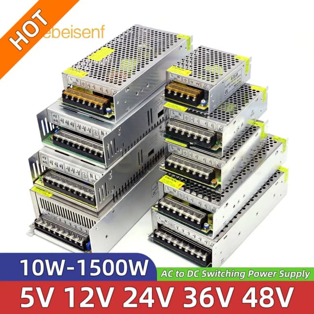 Fuente de alimentación conmutada de alto voltaje, convertidores de bajo voltaje CA a CC, carcasa de aluminio cerrada, 5V, 12V, 24V, 36V, 48V