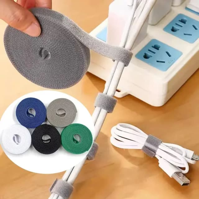 Organizador de cables de 1/3/5M, bridas para cables, gestión de cables, cinta enrolladora, bridas para gestión de cables de auriculares y ratón