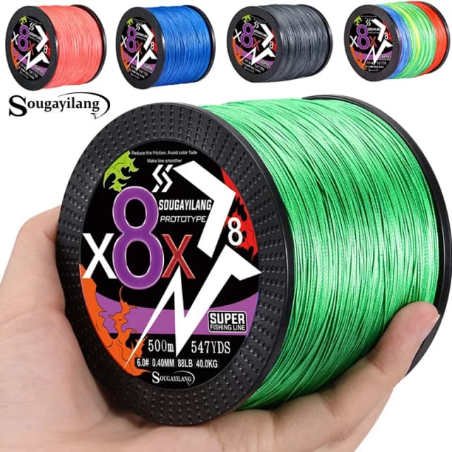 Línea de pesca trenzada Sougayilang X4 X8 100/300/500 arrastre máximo 66LB línea de PE multifilamento para lubina accesorios de pesca de carpa