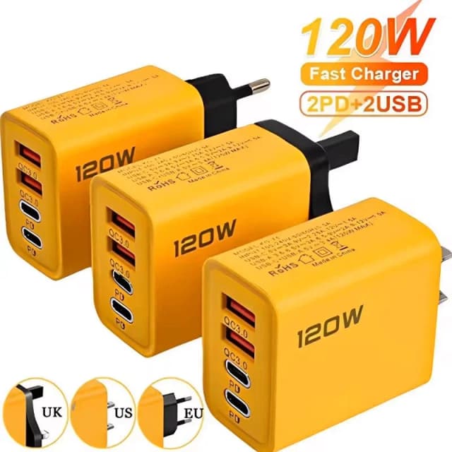 Cargador USB C PD de 4 puertos carga rápida 3,0 tipo C cargadores de teléfono USB adaptador de carga rápida para iPhone 16 15 Samsung Xiaomi Huawei