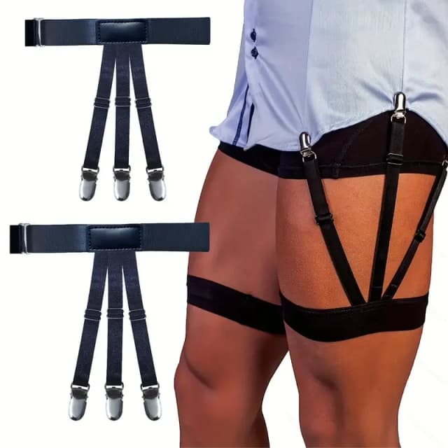 Juego de 2 piezas de camisa ajustable para hombre: cómodas abrazaderas de bloqueo antideslizantes que mantienen la camisa ordenada y despierta todo el día |   Perfecto para Profe