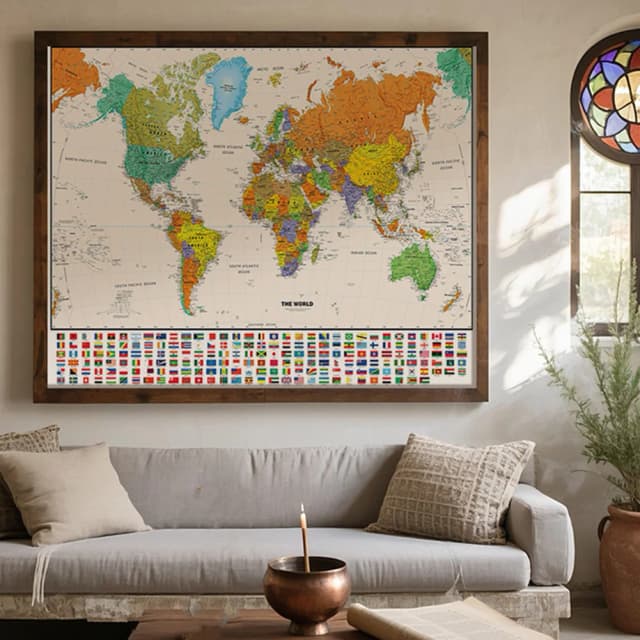 クラシック版世界地図ポスター英語フレームなし絵画壁アートとプリントオフィス学用品 100*70 センチメートル