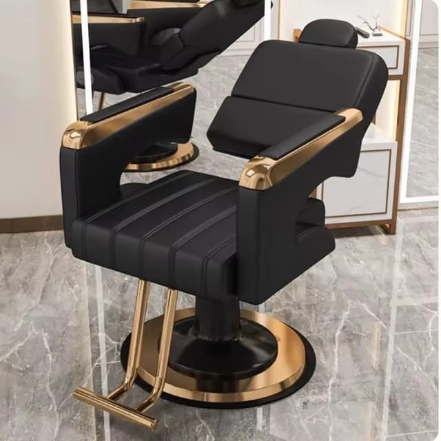 Silla personalizada de lujo para peluquero, silla de salón de liberación reclinable hidráulica clásica, reposapiés, muebles profesionales de Barberia