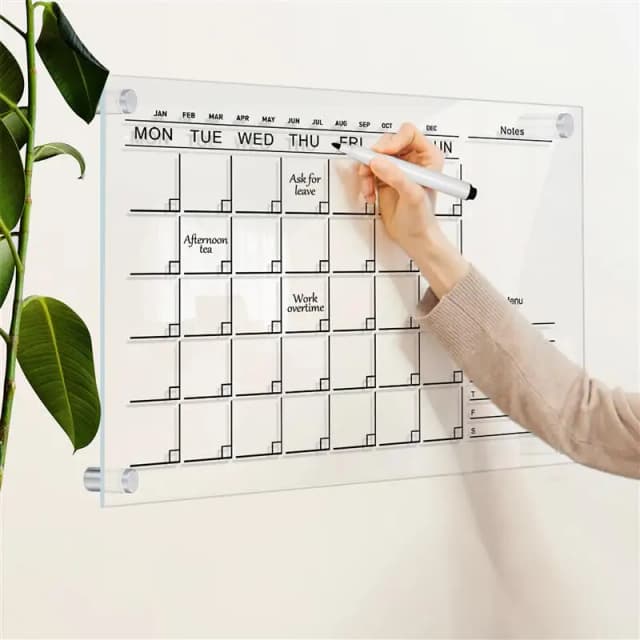 Tablero planificador semanal, calendario magnético, tableros de masaje transparentes, pantalla de escritura a mano, Sala acrílica, colgante de pared, mensajes, pizarra blanca