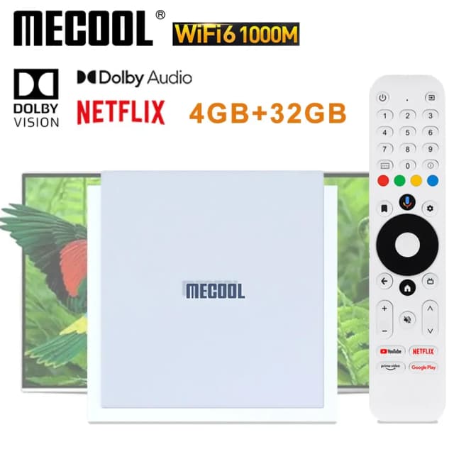 MECOOL KM2 PLUS DELUXE 32GB Netflix 4K Android TV BOX Google TV Dolby Vision 4GB DDR4 1000M LAN WIFI 6 IP TV Stream TVBOX