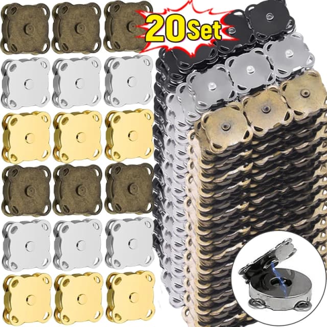 Juego de 1-20 cierres magnéticos, botones, bolso, cartera, piezas de bolsa artesanal, Mini hebilla de adsorción, manualidades DIY, venta al por mayor