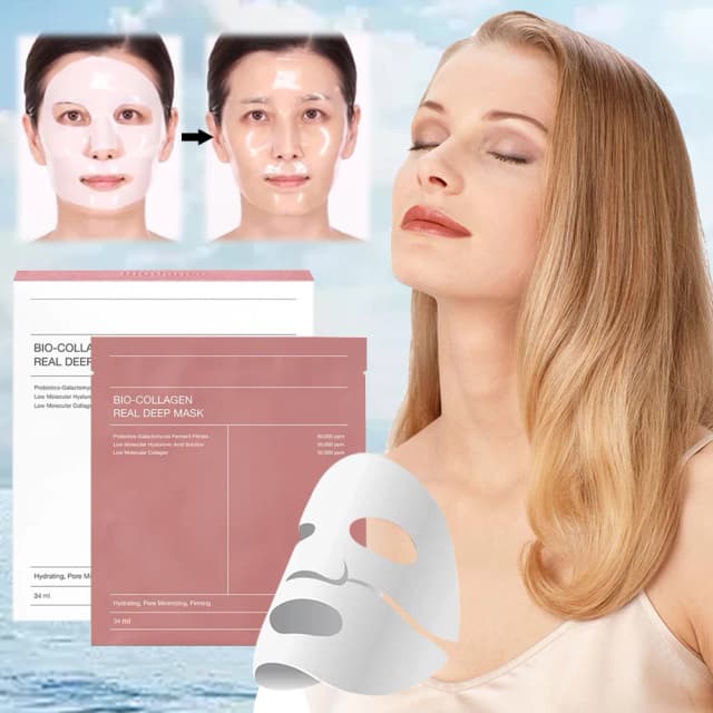 Mascarilla facial de biocolágeno Real, mascarilla facial que reduce las arrugas durante la noche, mascarilla facial hidratante, mascarilla profunda de colágeno para el cuidado de la piel, 4 Uds.