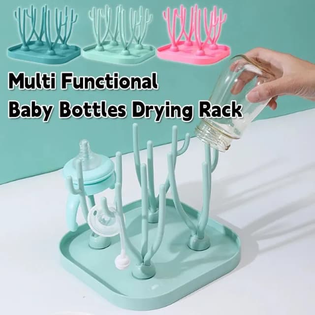 Estante seco para biberones extraíble multifuncional, chupetes, taza para tetina, escurridor de limpieza, bandeja de agua por goteo para secado