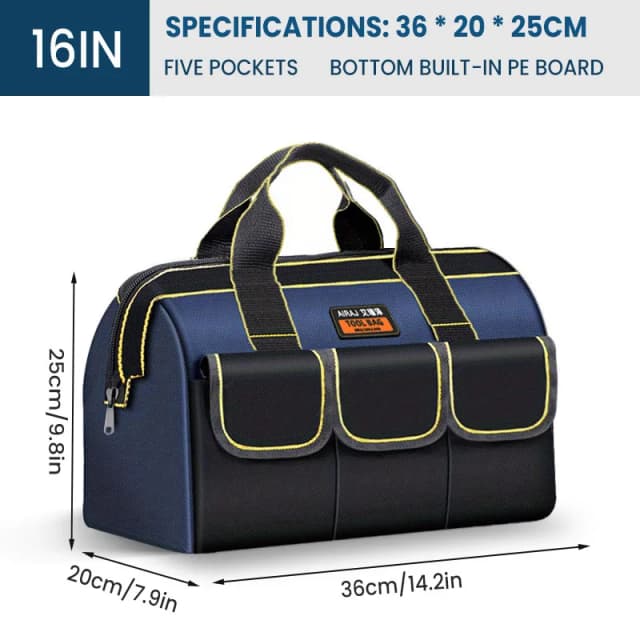 Bolsas de herramientas multifuncionales de 16 pulgadas, bolsas de electricista de tela Oxford 1680D, bolsas de almacenamiento de alta capacidad impermeables y resistentes al desgaste