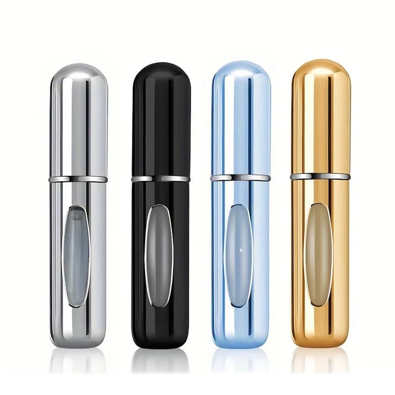 1/4 Uds 5ml atomizador de Perfume contenedor de líquidos portátil para cosméticos viaje Mini botella rellenable vacía con pulverizador de aluminio