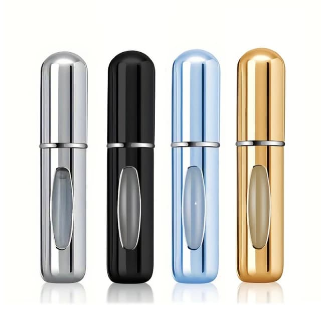 1/4 Uds 5ml atomizador de Perfume contenedor de líquidos portátil para cosméticos viaje Mini botella rellenable vacía con pulverizador de aluminio