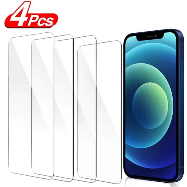 4 Uds vidrio protector para iPhone 13 11 12 16 15 14 Pro Max protector de pantalla vidrio templado para iPhone 6S 7 8 Plus XR XS Max