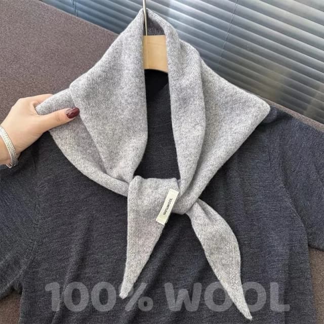 ニットスカーフ レディース 100% ウール 冬用 暖かいスカーフ 明るい単色デザイン 厚手ショール ソフトトライアングルパシュミナ ネック 2025年新作