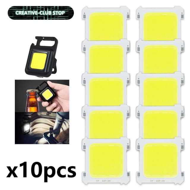 CHIP COB LED para USB portátil Mini llavero Camping luz bolsillo linterna exterior luz blanca DC3-4V 5-15W 500-1500lm 10 Uds