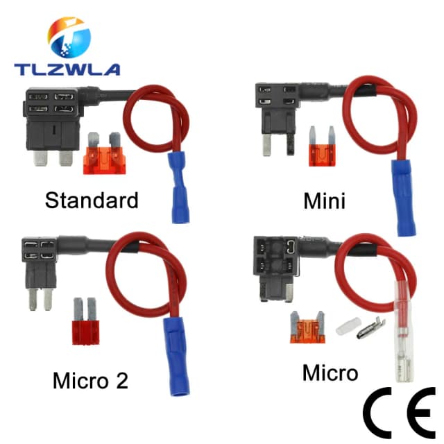 Portafusibles para coche MINI PEQUEÑO MEDIANO de 12V, adaptador de grifo de circuito adicional con fusible de cuchilla ATM estándar Micro Mini de 10A