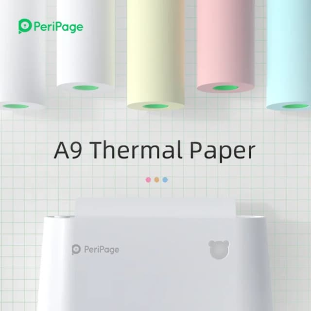 PeriPage 56x30 77x30mm papel térmico etiqueta adhesiva para bolsillo térmico Mini impresora inalámbrica A9 papel de Color translúcido