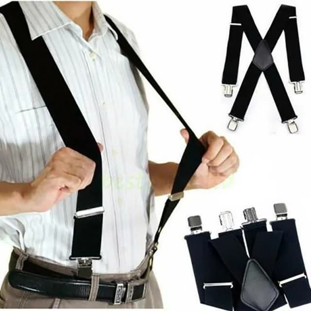 Tirantes anchos para hombre, tirantes ajustables de alta elasticidad, 4 clips fuertes, tirantes para pantalones traseros X resistentes