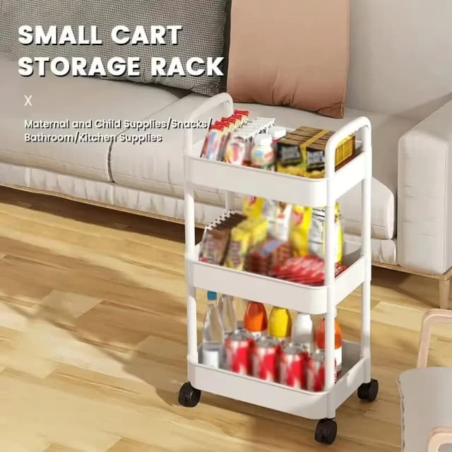 Carro para el hogar, carrito pequeño multicapa, estante de almacenamiento, almacenamiento de artículos para bebés, portabilidad, carrito de almacenamiento sencillo con ruedas